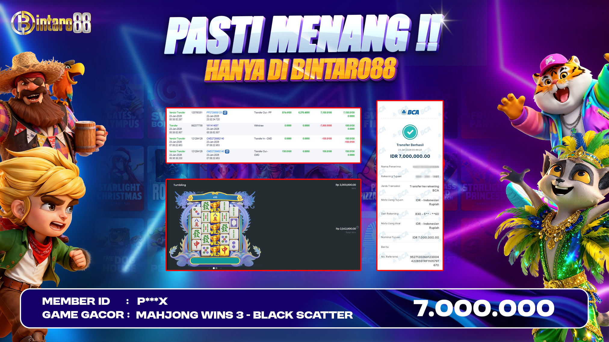 BINTARO88 [23 JANUARI 2026] : BUKTI RESMI PEMBAYARAN KEMENANGAN SLOT : MAHJONG WINS 3 (PP) Rp 7.000.000,- LUNAS