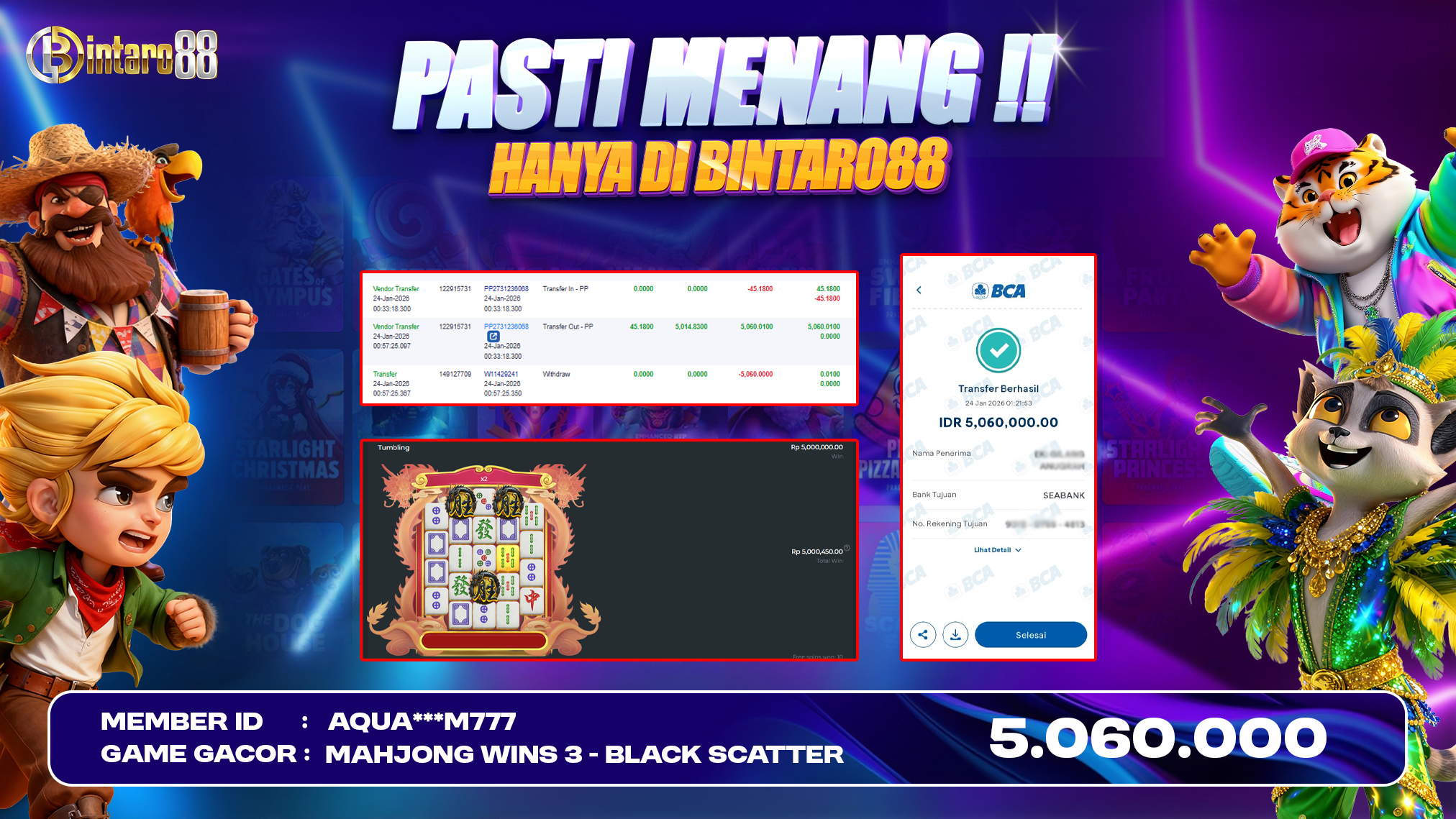 BINTARO88 [24 JANUARI 2026] : BUKTI RESMI PEMBAYARAN KEMENANGAN SLOT : MAHJONG WINS 3 (PP) Rp 5.060.000,- LUNAS