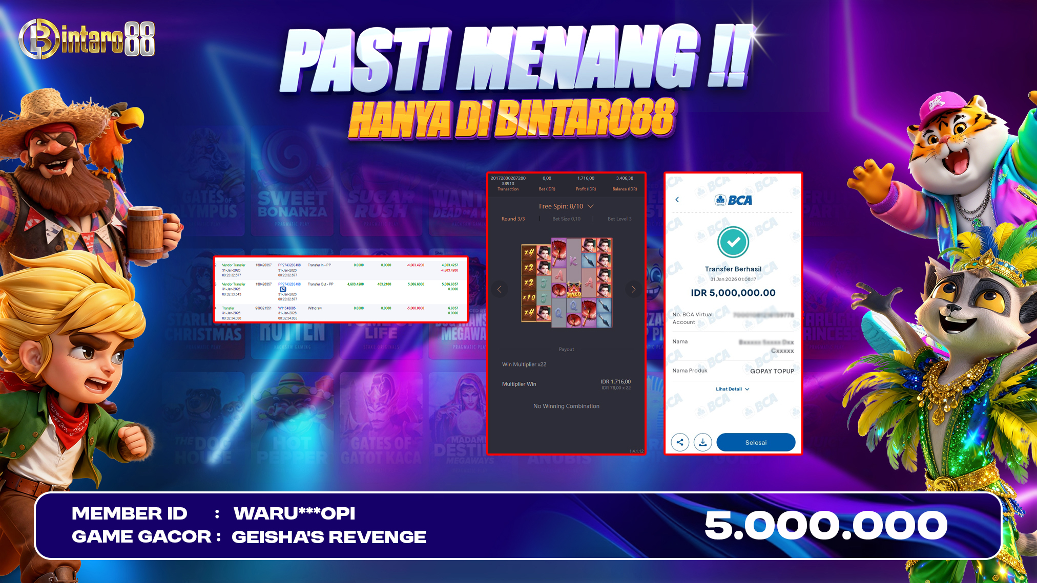 BINTARO88 [31 JANUARI 2026] : BUKTI RESMI PEMBAYARAN KEMENANGAN SLOT : GEISHA REVENGE (PGSOFT) Rp 5.000.000,- LUNAS