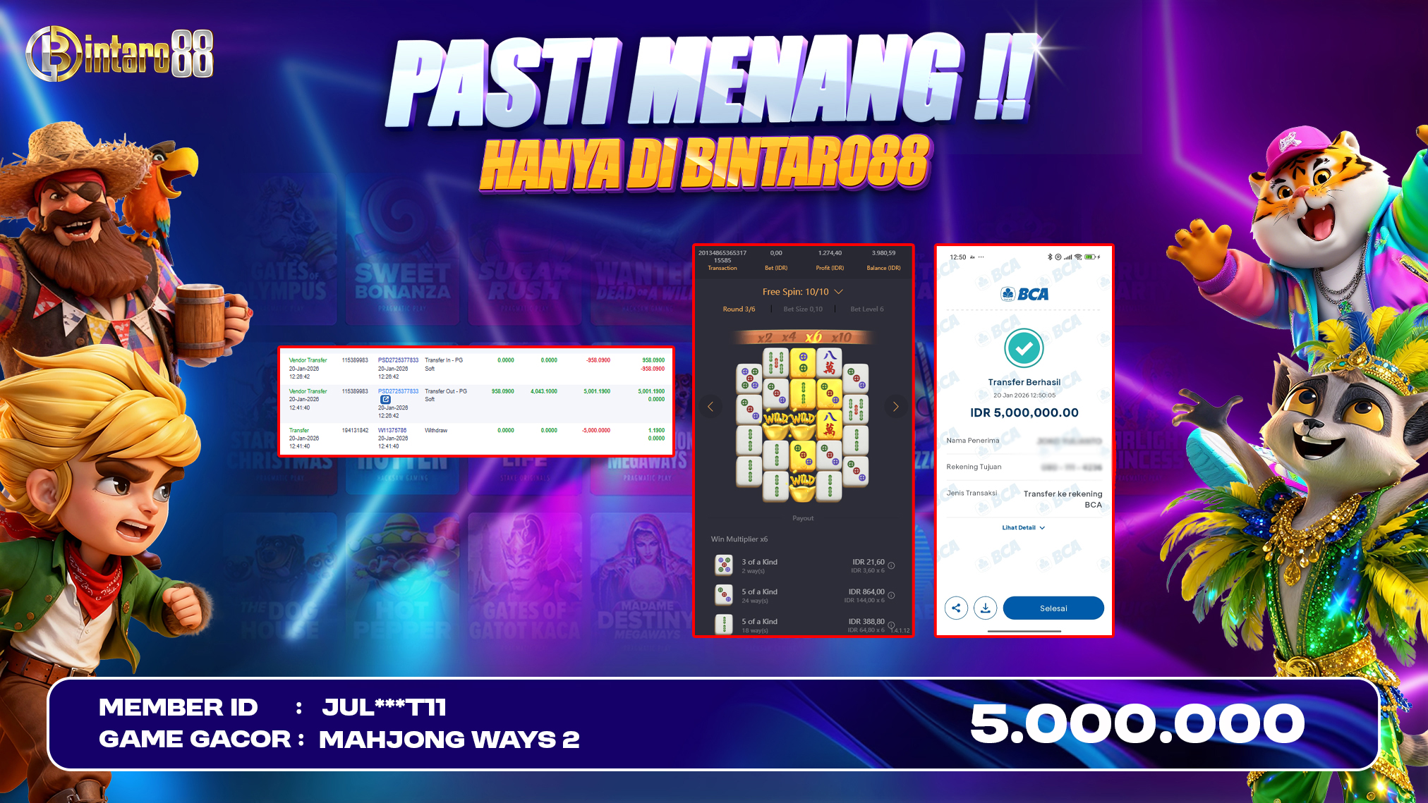 BINTARO88 [20 JANUARI 2026] : BUKTI RESMI PEMBAYARAN KEMENANGAN SLOT : MAHJONG WAYS 2 (PGSOFT) Rp 5.000.000,- LUNAS